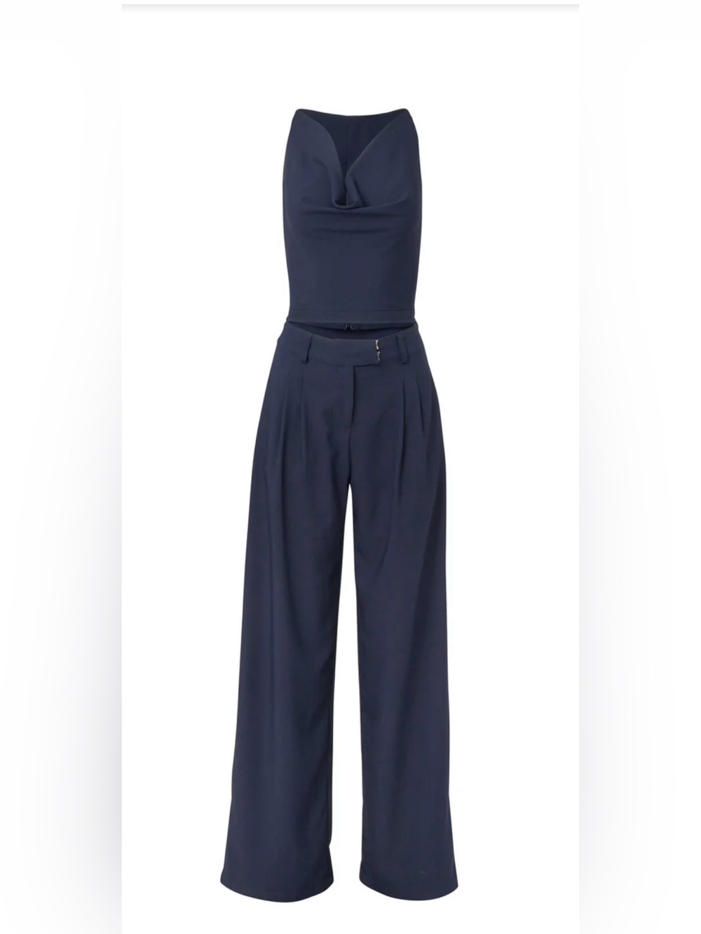 Venus NWT Navy 2 Piece Suit Set Wide Leg Pants Chic Elegant Outfit | Size 4 - Picture 5 of 16